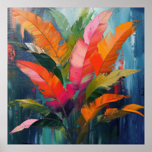 Tropical Feathers – Vibrant Botanical Abstraction Poster