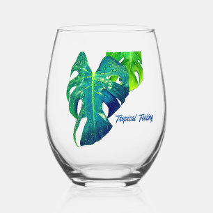 Tropical Feeling Monstera Stemless Wine Glass