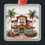 TROPICAL FESTIVE CHRISTMAS BEACH HOUSE METAL TREE DECORATION<br><div class="desc">TROPICAL FESTIVE CHRISTMAS BEACH HOUSE</div>