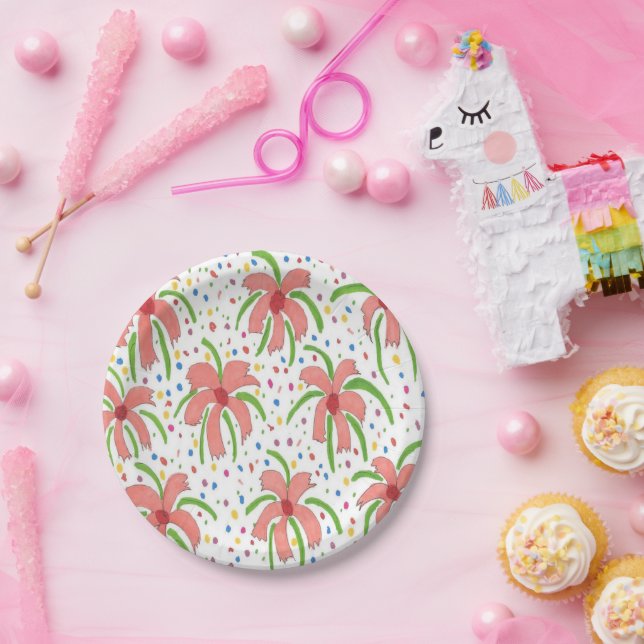Tropical Fiesta Flowers Paper Plate (Party)