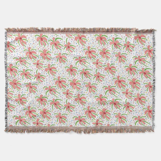 Tropical Fiesta Flowers Throw Blanket (Front)