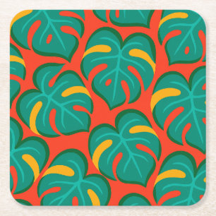 Tropical Fiesta Pattern Square Paper Coaster