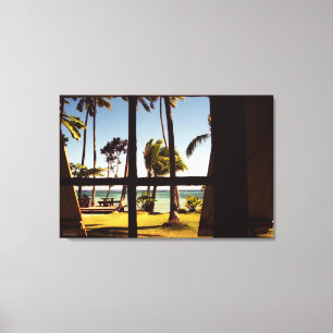 Tropical Fiji Beach Scene 36x24 (90x60cm) waccna Canvas Print