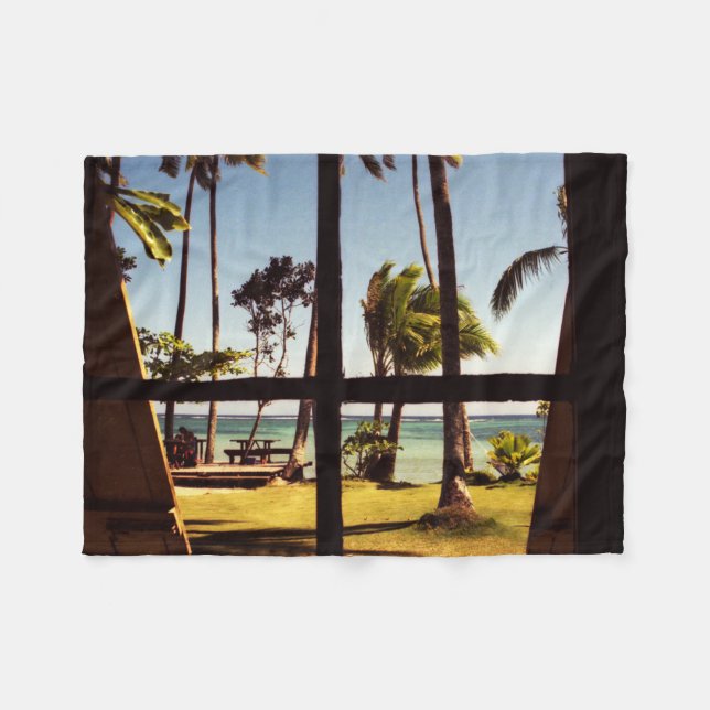 Tropical Fiji Beach Scene fbcna Fleece Blanket (Front (Horizontal))