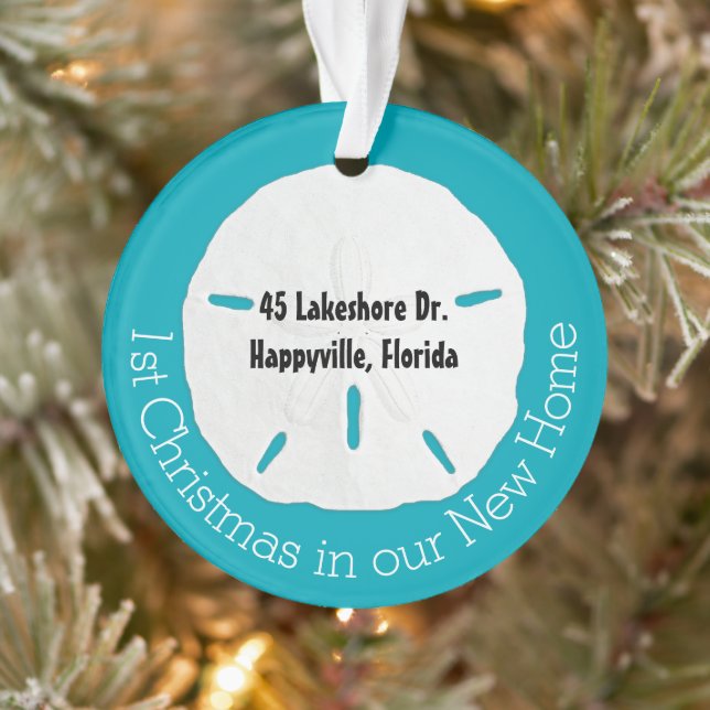Tropical First Christmas New Home Sand Dollar Ornament (Tree)
