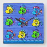 Tropical Fish 1 Square Wall Clock