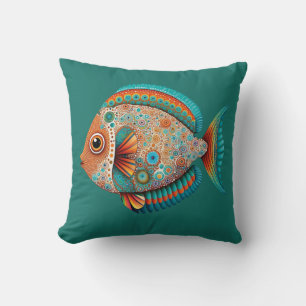 Tropical fish aboriginal art style cushion