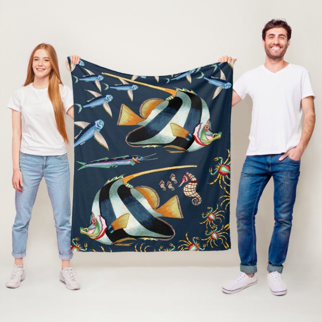 Tropical Fish and Crabs Fleece Blanket 2 (In Situ)