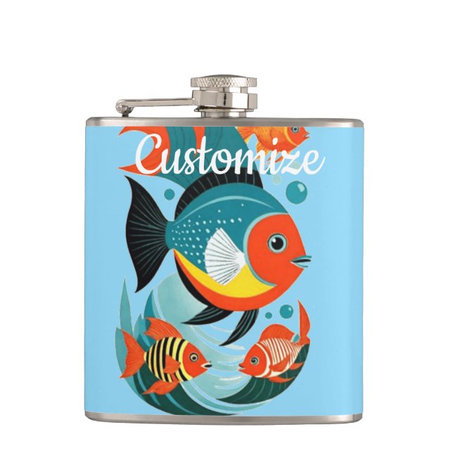 Tropical Fish Assortment Thunder_Cove Hip Flask (Front)