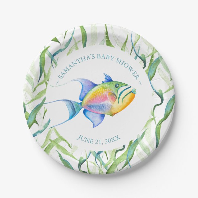 Tropical Fish Baby Shower Paper Plate (Front)