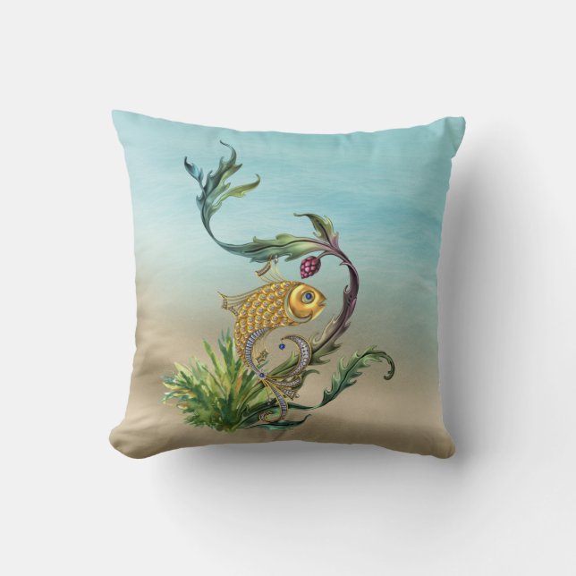 Tropical Fish Beach Throw Pillow (Front)