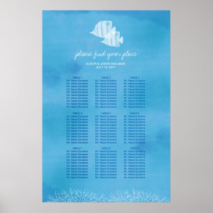 Tropical fish beach wedding dinner seating chart