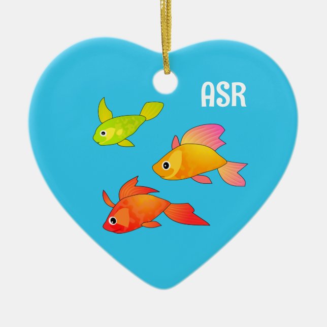 Tropical Fish - Bright Cartoon Style personalised Ceramic Tree Decoration (Front)