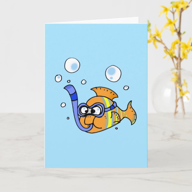 tropical fish cartoon birthday card (Yellow Flower)