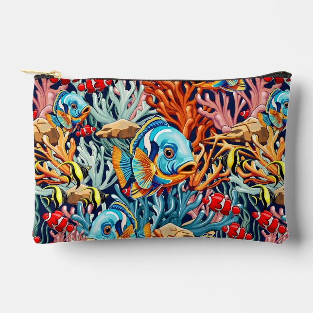 Tropical Fish Colorful Summer Vibes Accessory Pouch (Front)