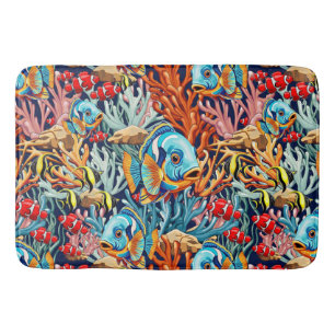 Tropical Fish Colorful Summer Vibes Bath Mat
