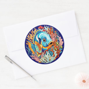 Tropical Fish Colorful Summer Vibes Classic Round Sticker