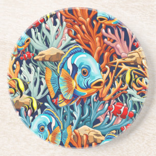 Tropical Fish Colorful Summer Vibes Coaster
