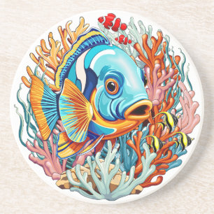 Tropical Fish Colorful Summer Vibes Coaster