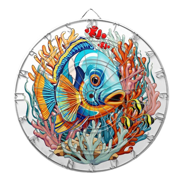 Tropical Fish Colorful Summer Vibes Dartboard (Front)