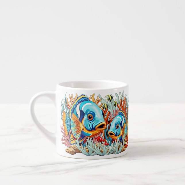 Tropical Fish Colorful Summer Vibes Espresso Cup (Left)