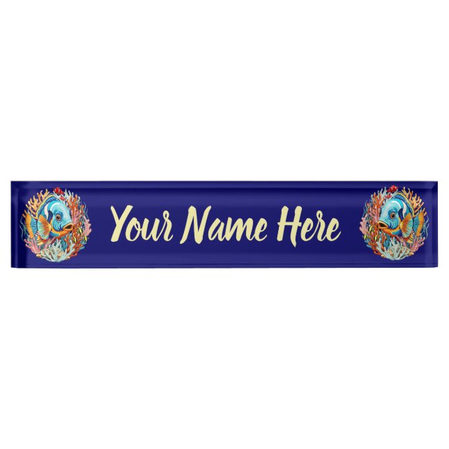 Tropical Fish Colorful Summer Vibes Nameplate (Front)