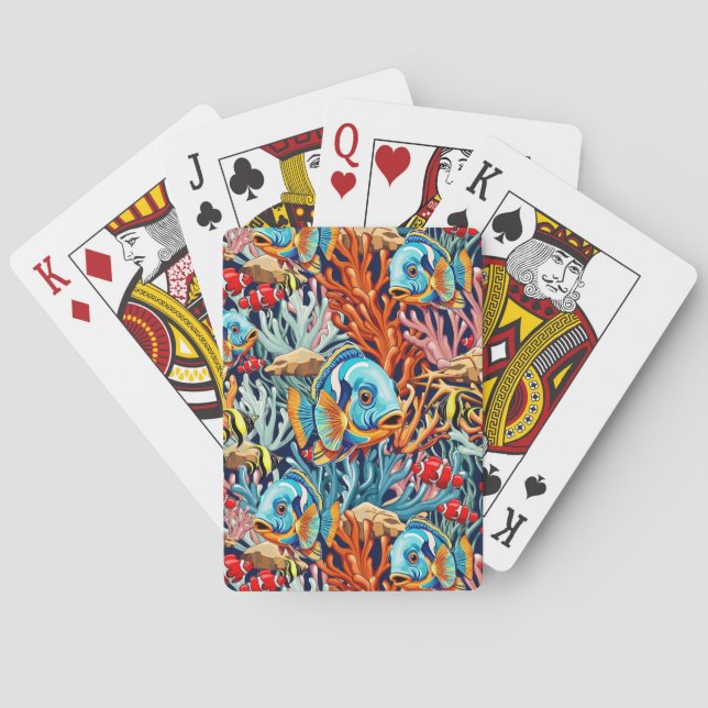 Tropical Fish Colorful Summer Vibes Playing Cards (Back)