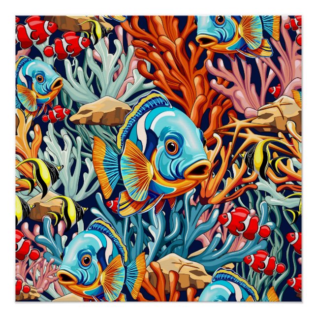 Tropical Fish Colorful Summer Vibes Poster (Front)
