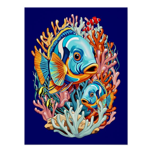 Tropical Fish Colorful Summer Vibes Poster (Front)