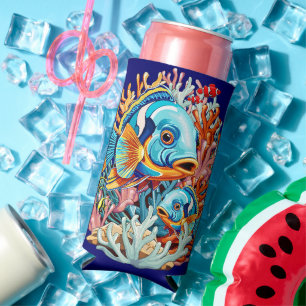 Tropical Fish Colorful Summer Vibes Seltzer Can Cooler
