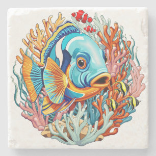 Tropical Fish Colorful Summer Vibes Stone Coaster