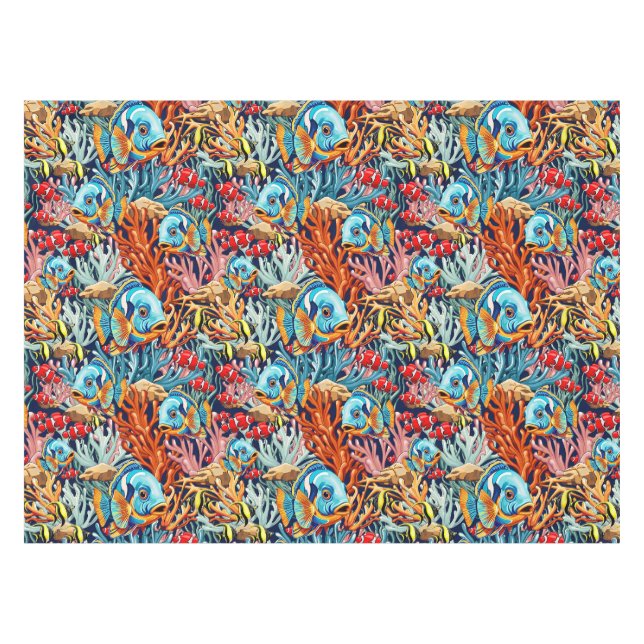 Tropical Fish Colorful Summer Vibes Tablecloth (Front (Horizontal))