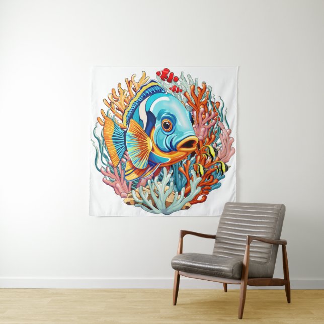 Tropical Fish Colorful Summer Vibes Tapestry (In Situ)