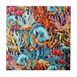 Tropical Fish Colorful Summer Vibes Tile