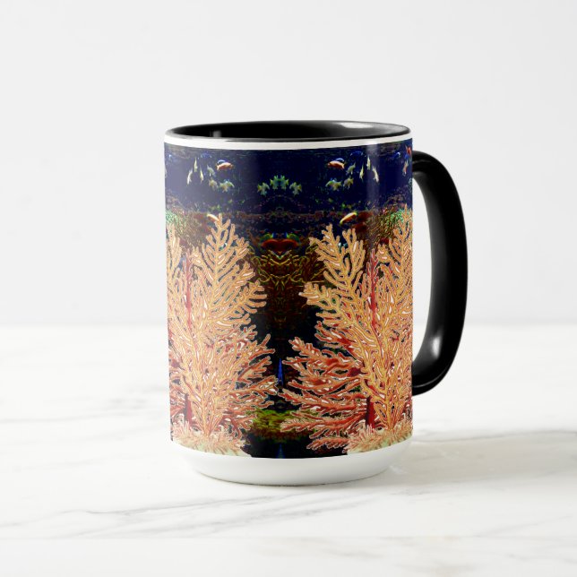 Tropical Fish Colourful Coral Reef Deep Blue  Mug (Front Right)