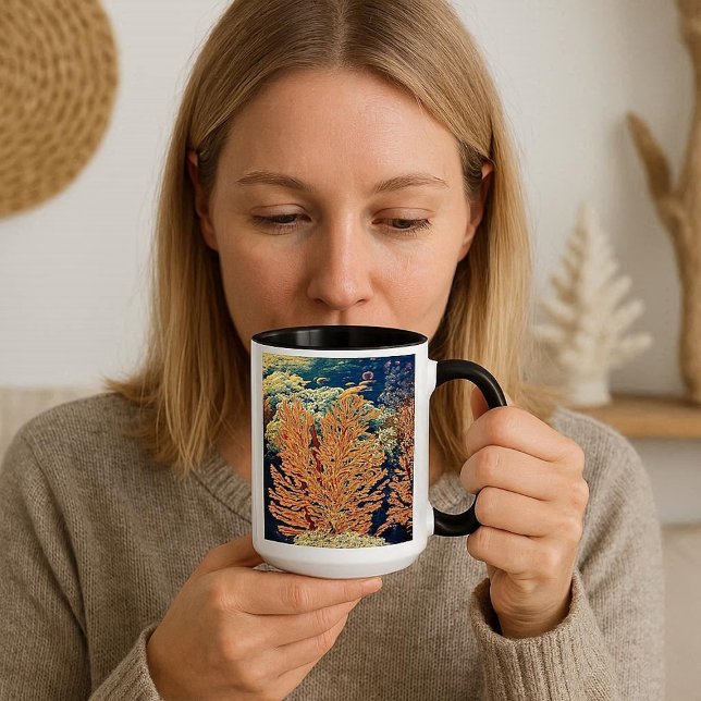 Tropical Fish Colourful Coral Reef Deep Blue  Mug (Tropical Fish Colorful Coral Reef Deep Blue Mug)