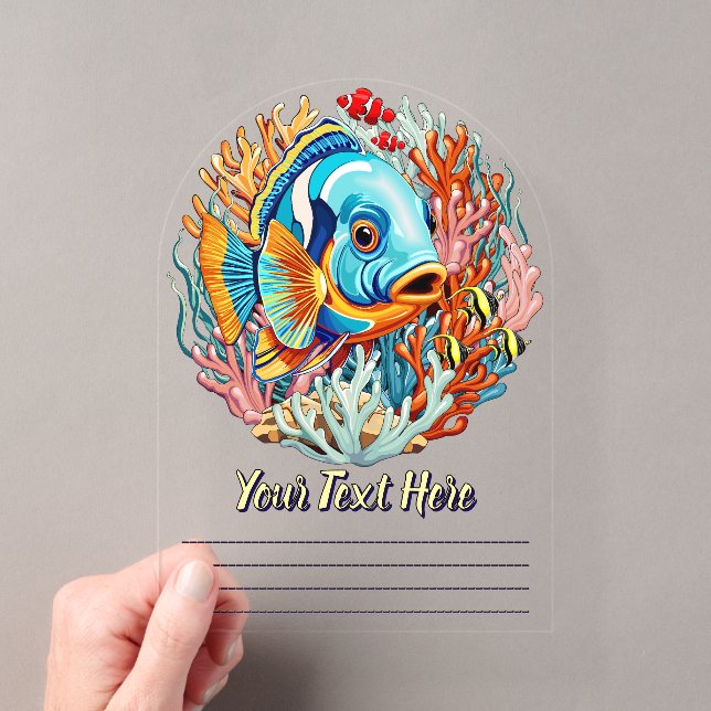 Tropical Fish Colourful Summer Vibes Acrylic Invitations (Insitu (Handheld))