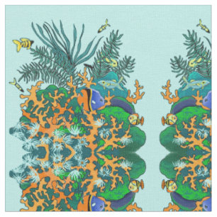 Tropical Fish Coral Reef Salt Water Aquarium Fabric