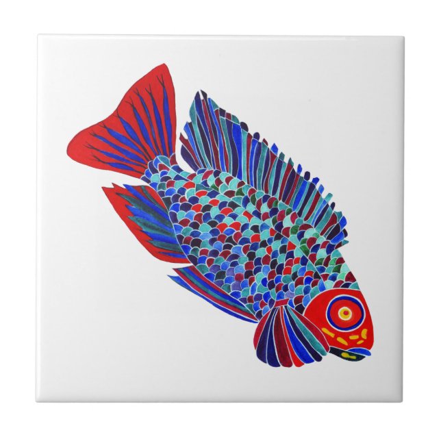 Tropical fish design decorative tile (Front)