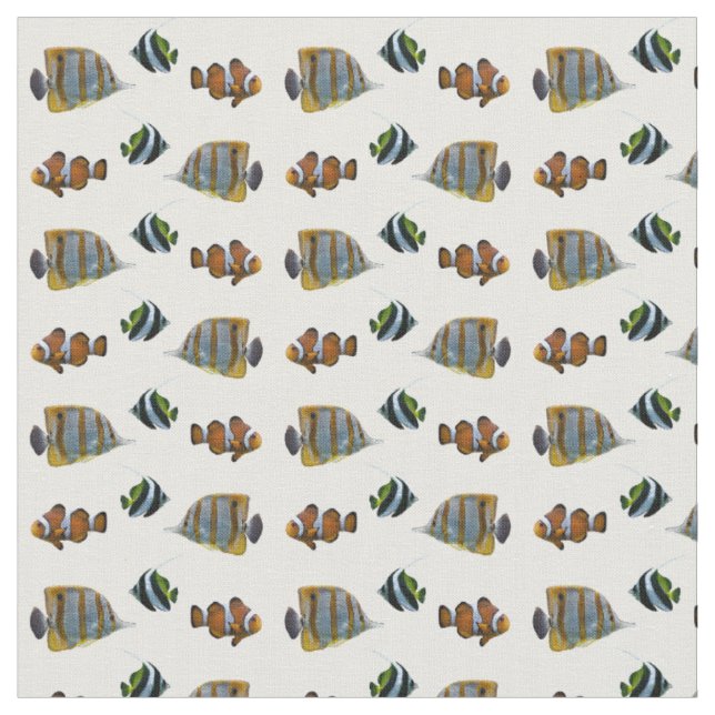 Tropical Fish Frenzy Fabric (choose colour) (Close Up)