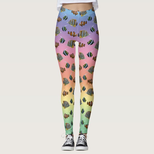 Tropical Fish Frenzy Leggings (Rainbow) (Front)
