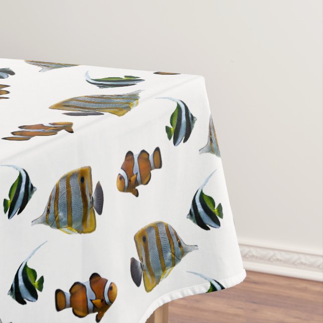 Tropical Fish Frenzy Tablecloth (Choose Colour) (In Situ)