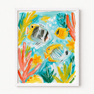Tropical Fish Illustration Poster