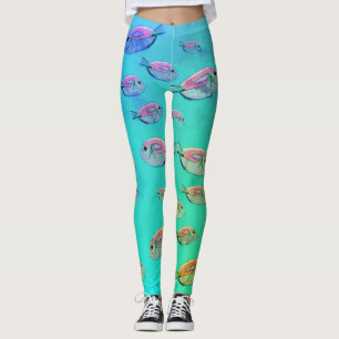 Tropical Fish in Sea art Summer Leggings