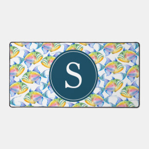 Tropical Fish Monogram Office Decor Desk Mat