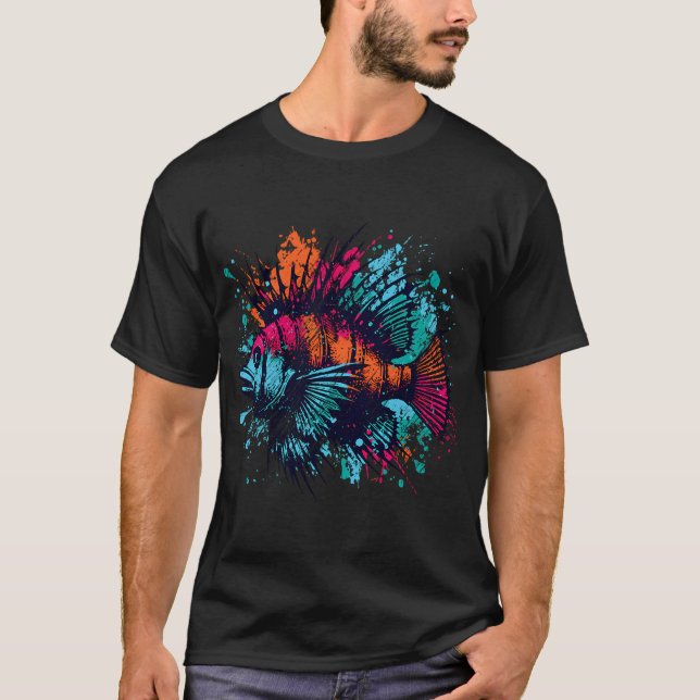 Tropical Fish Ocean Graffiti Splatter T-Shirt (Front)