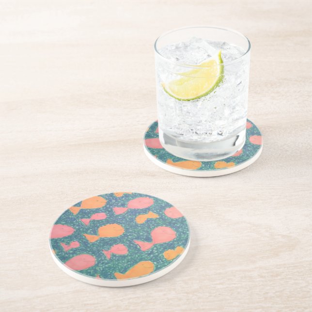 Tropical Fish Painted Pattern Coaster (Side)