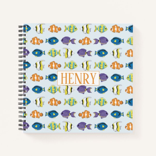 Tropical Fish Pattern 8.5" x 8.5" Spiral Notebook (Front)