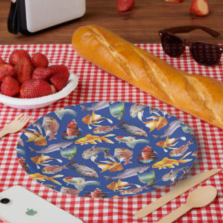 Tropical fish pattern paper plate