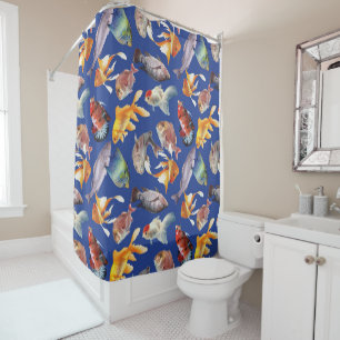 Tropical fish pattern  shower curtain